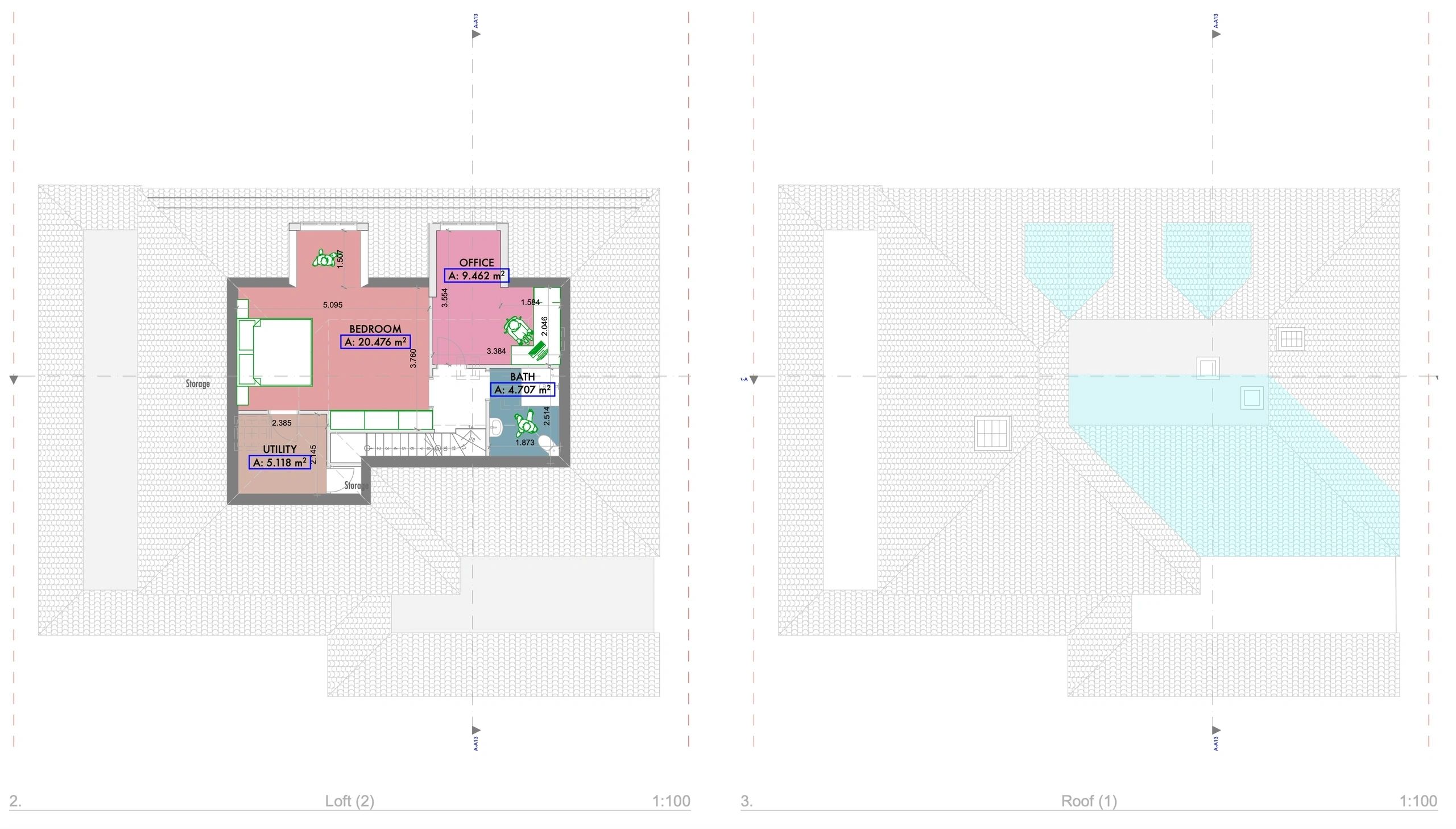 Loft conversion floor plans with room areas
